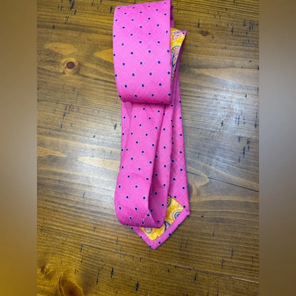 Michelson Heritage Pink‎ Polka Dot/Paisley 100% Linen Men's Tie